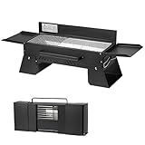 PQPQLI Koffergrill, Tragbarer Holzkohlegrill, Kleiner Grill, Faltbar Und Leicht Zu Transportieren, Für Grillen Im Freien, Camping, Reisen, Picknicks, Garten, Strandparty(Black)