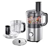 Russell Hobbs Küchenmaschine Multi [Zerkleinern/Schneiden/Raspeln] kompakter Food Processor (platzsparendes Design, 1.2l spülmaschinenfeste Rührschüssel, Edelstahlscheibe, Zerkleinerer) 25280-56