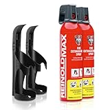 XENOTEC Premium Feuerlöschspray – 2 x 750ml – 2 Wandhalter - Stopfire – Autofeuerlöscher – REINOLDMAX – inklusive Wandhalterung schwarz – wiederverwendbar