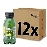 Kloster Kitchen Bio Ingwer Shot Classic 7SHOTS 12 x 210 ml mit echten Ingwerstückchen I Ingwershot vegan I 7 Shots I süß-scharf ohne Zusatzstoffe (inkl. 3,00€ EINWEG Pfand)