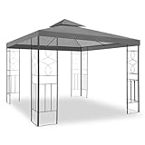 WASSERDICHTER Pavillon Romantika 3x3m Metall inkl. Dach Festzelt wasserfest Partyzelt (Anthrazit)