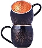 STAGLIFE Schwarzer Kupferbecher Reines Kupfer Moscow Mule Becher 2er Set für Herren Moskau Mule Becher Kupferbecher Moscow Mule Set Kupfer Becher Kupfertasse Moskau Mule Becher Set