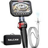 Ralcam Endoskopkamera mit Licht, Endoscope Camera mit 210° beweglichem Kopf, 3.9mm Sonde, 5' HD Bildschirm, IP67 Inspektionskamera, 1,5M Elastischer Schlangenrohr, Rohrkamera für Auto & Haus