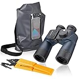 Bresser Fernglas 7x50 BinoSail für Segler, wasserdicht, mit Kompass und Strichplatte zur Entfernungs-/Größenberechnung inkl. Schwimmgurt und wasserdichter Tasche