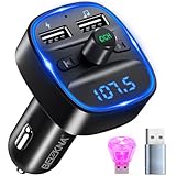 Bluetooth 5.3 FM Transmitter, KFZ Bluetooth Adapter Auto Radio, 2 USB Autoladegerät LED Display Auto Ladegerät Musik-Player Zigarettenanzünder mit Freisprechen, unterstützen BT, SD-Karte, USB-Disk