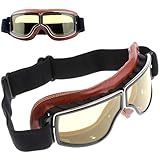 NethCasti Motorradbrillen Anti-UV bequeme sichere HD-Vintage Motorradbrille für Männer Frauen Erwachsene Outdoor-Sportarten