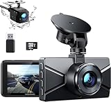 WOLFANG Dashcam Auto Vorne Hinten 2,5K+1080P Auto Kamera, Ultra Nachtsicht, 170°Weitwinkel, WDR, 24 Std. Parkmodus, G-Sensor, Loop-Aufnahme, Innen mit 32GB SD-Karte