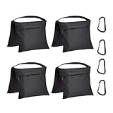 Amazon Basics - Fotografische Leere Sandsack-Sets für Lichtständer, Reflektoren, Softboxen und Fotostudio, Maximale Belastung 9kg, 4er Pack, Schwarz