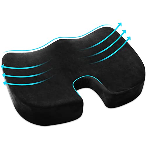AROVAXCXP Comfort Sitzkissen für den Bürostuhl: Ergonomisches Sitzkissen für Auto, aus Memory Foam für Mehr Sitzkomfort Versch Härtegrade für Ihr Körpergewicht, Stark Druckentlastend,Schwarz,44*34*7cm