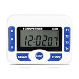 Sunicon Digital Kitchen Timer, 4 Channel Independent Group Timer Magnetic Kitchen Cooking Clock with Adjustable Loud Alarm and Backlight LCD Big Digits