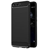 AICEK Huawei P10 Hülle, Schwarz Silikon Handyhülle für Huawei P10 Schutzhülle Karbon Optik Soft Case