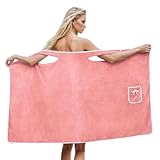 Generisch Women's Wearable Shower Skirt,Fleece Wearable Bath Robe,Bow Tie Water Absorption and Quick Drying Coral Velvet Adult Shower Skirt (pink,M)