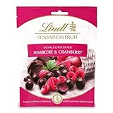 Lindt Schokolade Sensation Fruit Himbeere und Cranberry | 150 g | Dunkle Schokoladen-Kugeln mit erlesener Fruchtfüllung auf Apfelbasis | Pralinengeschenk | Schokoladengeschenk