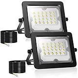 Realky LED Strahler Außen,[2 Stück] 20W LED Fluter 24 LED Solarleuchten IP65 Wasserdichte, 2000LM Außenstrahler 6000K Kaltweiß Scheinwerfer, Ideale Aussenleuchte für Garten, Innenhöfe