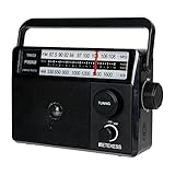 Retekess TR633 Tragbares Radio, AM FM -Radio -Netze und Batterie, Transistor, Kopfhörerbuchse, großer Lautsprecher, einfach für ältere Menschen,Küche,Für Schlafzimmer(schwarz)