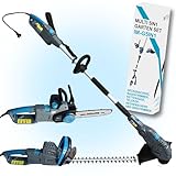 IMLEX Multi-Kombi-Garten-Set 5in1 Heckenschere Rasentrimmer Kettensäge mit Teleskopstab und Verstellbarer Schnittwinkel