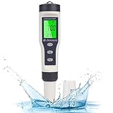 flintronic 4-In-1 PH Messgerät, PH/TDS/EC Temperatur Tester mit Hintergrundbeleuchtung, 0-14 pH-Messbereich-±0,1 pH-Genauigkeit, PH Wert Messgerät Pool Trinkwasser Schwimmbad Aquarium Pools
