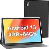 Tibuta Tablet 10 Zoll Android13 Tablets, 4GB RAM + 64GB ROM (128B TF), Quad Core Tablet mit Tastatur, 1280 x 800 FHD Bildschirm, 5000mAh Akku, GPS, WLAN, Bluetooth5.0, Dual Kamera (Grau)
