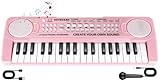 Hilifexll Keyboard Kinder ab 3 Jahre, Tragbare Multifunktions Kinder Keyboard 37 Tasten mit Mikrofon, Musikspielzeug Klaviertastatur Lernspielzeug Geschenk für Jungen Mädchen 3 4 5 6 Jahre, Rosa