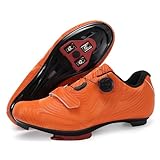 Milazzo Fahrradschuhe für Herren – Rennrad, MTB & Indoor-Cycling – Atmungsaktive Radsportschuhe kompatibel mit SPD, SPD-SL & Look Delta Pedalen-Red-Orange44