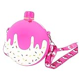 Abaodam Doughnut Förmige Trinkflasche für Tragbare Wasserflasche Silikon für Outdoor Aktivitäten Rosa mit Schützendem Cartoon Design für Reisen und Täglichen Gebrauch