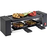 Korona 45080 Raclette I Mini I 2 Personen | Single I Grillplatte abnehmbar und antihaftbeschichtet I Mit zwei Pfännchen und Spateln I 400 Watt