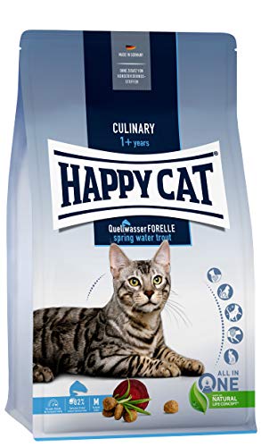 Happy Cat 70562 - Culinary Adult Quellwasser Forelle - Trockenfutter für ausgewachsene Katzen und Kater - 1,3 kg Inhalt