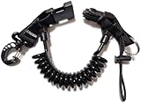 Cressi Unisex-Adult Spiral Laynyard with Ring Spiralkabel mit Tauchring, Schwarz/Schwarz, 1 Karabiner