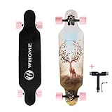 WHOME Longboards – 31 Zoll Kleines Longboard Cruising Skateboard – für Erwachsene/Kinder Mädchen/Jungen Anfänger/Profi inkl. T-Tool (Deer Bird)