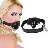 YILUQIFLY Silikon Dildoknebel Mund Schwarz Fetisch Bondage Penis Knebel Restraint Fesseln Abschliessbare Knebel Stecker Fetisch SM (M)