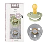 BIBS Colour Schnuller 2er-Pack, BPA-frei, Kirschform Nippel. Naturkautschuk/Latex, Hergestellt in Dänemark. Größe 2 | 6+ Monate | 2-Pack, Sage/Cloud