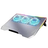 LIANGSTAR Laptop-Kühlpad 30,5 - 43,8 cm, 3 Ventilatoren, Laptop-Kühlpad (1600 U/min), mit rutschfestem Ständer, USB-Anschluss, RGB-Licht, ergonomisches Design, Staubfilter, Schwarz, 2023 Version