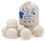 HANDY LAUNDRY Sheep Wool Dryer Balls Pack of 6 Premium 100% Natural XL Fabric Softener Reusable, Saves Drying Time