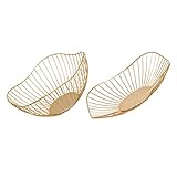 iplusmile 2 Stück Eisenkunst Obstkorb Dekorativer Hohler Obstkorb Gold Stabiles Design Platzsparend für Küche und Wohnzimmer Multifunktionaler Aufbewahrungskorb für Obst Snacks Desktop