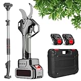 Sunseota Elektrische Gartenschere, 60 mm elektrische Gartenschere mit 2,1 m Teleskopstange, Astschere mit großer Reichweite, 10–12 Stunden Arbeitszeit, 2 Batteriebetrieben, für Hecken,2*Batteries