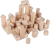 small foot Naturbausteine aus Holz, 100 Bausteine in verschiedenen Formen, mit Leinenbeutel, ab 12 Monaten, Art. 7073 Toys