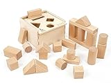 CreaBLOCKS Holzbausteine 2-in-1: Steckbox und Baby-Bauklötze-Set 24 unbehandelte Bauklötze für Kleinkinder ab 6 Monaten Made in Germany