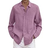 Duohropke Leinenhemd Herren Hemd Langarm Sommerhemde Freizeit Hemd Hawaii Hemd Slim Fit Herren Hemden Langarm Freizeithemden für Männer Regular Fit Shirt mit Brusttasche