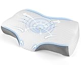 Gaethra Nackenstützkissen, Orthopädisches Kissen zur Schmerzlinderung bei Nacken & Schulter, Ergonomisches Kopfkissen & flaches Seitenschläferkissen für Rücken-, Seiten- & Bauchschläfer, 64×44×9/7 cm