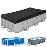 Aipwerer Poolabdeckung Rechteckig für 400-200 cm Pool | Pool Plane 405x205cm | Sommer & Winter Poolplane | Reißfest | Abdeckplane für INTEX & BESTWAY Pools (Schwarzes Zugband)