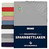 Dreamzie - Spannbettlaken 160x200cm - Baumwolle Oeko Tex Zertifiziert - Grau - 100% Jersey Spannbetttuch 160x200