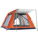 Gziztx Camping Zelt 4-6 Personen Pop Up Zelt Wurfzelt mit 2 Türen und 2 Fenstern, Wasserdicht, Sonnenschutz, Einfach Aufzubauen, für Reisen im Freien, Wandern, Strand, Angeln (240*240*154CM Orange)