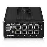 ROUAFWIT Micro Firewall Mini PC N100 12th Gen, DDR5 32GB RAM 512GB SSD Router Appliance Computer, Support Win-dows, P-Fsense, OPNsense, Mi-krotik, 8 x 2.5Gbe i226-V LAN, TF/SIM Slot, Type-C, AES-NI