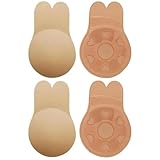 CHENNAN 2 Paar Unsichtbarer Selbstklebender BH, Klebe BH Rückenfrei, Adhesive Invisible Rabbit Bra, Mit Push-Up-Effekt Und Unsichtbarem Design, für Aalle Rückenfreie Kleidung, L/XL (11CM)