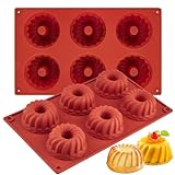 JOERSH Mini-Gugelhupfform, antihaftbeschichtet, Silikon, geriffelt, für Cupcakes, Muffins, Donuts, Maisbrot, Brownies, Geleepuddings, 2 Stück