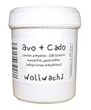 avo + cado Wollwachs - 100g - zur Wollimprägnierung - zum Fetten von Wollwindeln und Wollkleidung - Brustwarzensalbe Creme - 100% reines Lanolin Schafwollfett - Wasserfrei und pestizidfrei