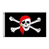 Piratenflagge, 60 x 90 cm, Jolly Roger-Flagge für Outdoor- und Piratenpartys, KTV-Totenkopf-Banner, Halloween-Dekoration, Bar, UV-beständig