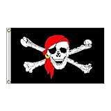 Piratenflagge, 60 x 90 cm, Jolly Roger-Flagge für Outdoor- und Piratenpartys, KTV-Totenkopf-Banner, Halloween-Dekoration, Bar, UV-beständig