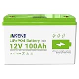 Aninerel 12V 100Ah LiFePO4 Batterie, 1280Wh Tiefzyklus Lithium Batterie, 100A BMS, Niedrigtemperaturschutz, Perfekte Bleisäure Ersatzbatterie für Wohnmobil, Camping, Wohnwagen