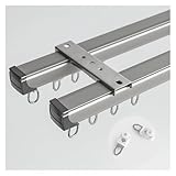 Deckenvorhangschiene，Vorhangschiene， Raumteiler-Deckenschiene, Krankenhaus-Deckenmontage, verbundene Vorhang-Doppelschienen, Hochleistungs-Vorhangstange for schwere Vorhänge(Dark Gray,1m (3.3ft))
